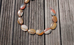 Landscape/ Polychrome jasper 21-27mm oval flat beads (ETB00383)