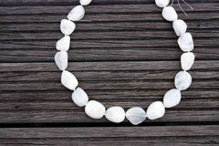 Shiny polished Blue Moonstone 12-20mm pebble beads (ETB00445)