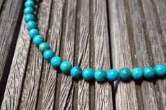 Natural Amazing blue Peruvian Chrysocolla 7-8mm round beads (ETB00459)