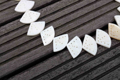 White Mother of Pearl / MOP 30-32mm sector carved beads (ETB00371)