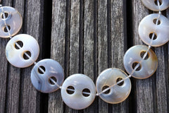 Grey Agate large 26-30mm round button two holes beads (ETB00279)