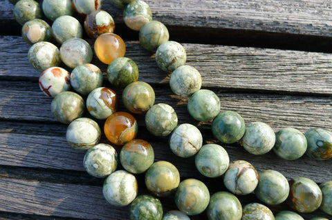 Rainforest Rhyolite 7.5-8.5mm round beads (ETB00363)