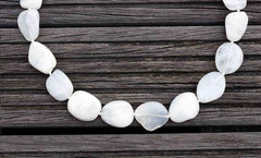 Shiny polished Blue Moonstone 12-20mm pebble beads (ETB00445)