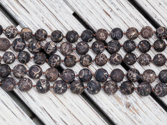 Matte Turritella Agate 11-12mm round beads (ETB00946)
