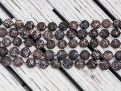 Matte Turritella Agate 12.5-14mm round beads (ETB00832)