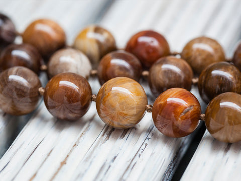 Wood Opalite/ Petrified Wood 12.5-15mm round beads (ETB00849)